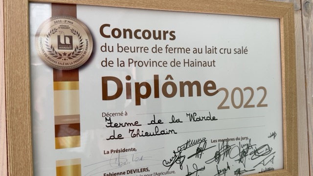 Diplome de. beurre de ferme du hainaut
